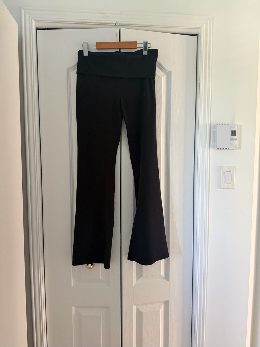 Garage Black Fold-Over Flare Pants